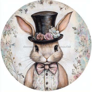 Easter Sign, Bunny in Top Hat, DCO-12820, Sign For Wreath, 10